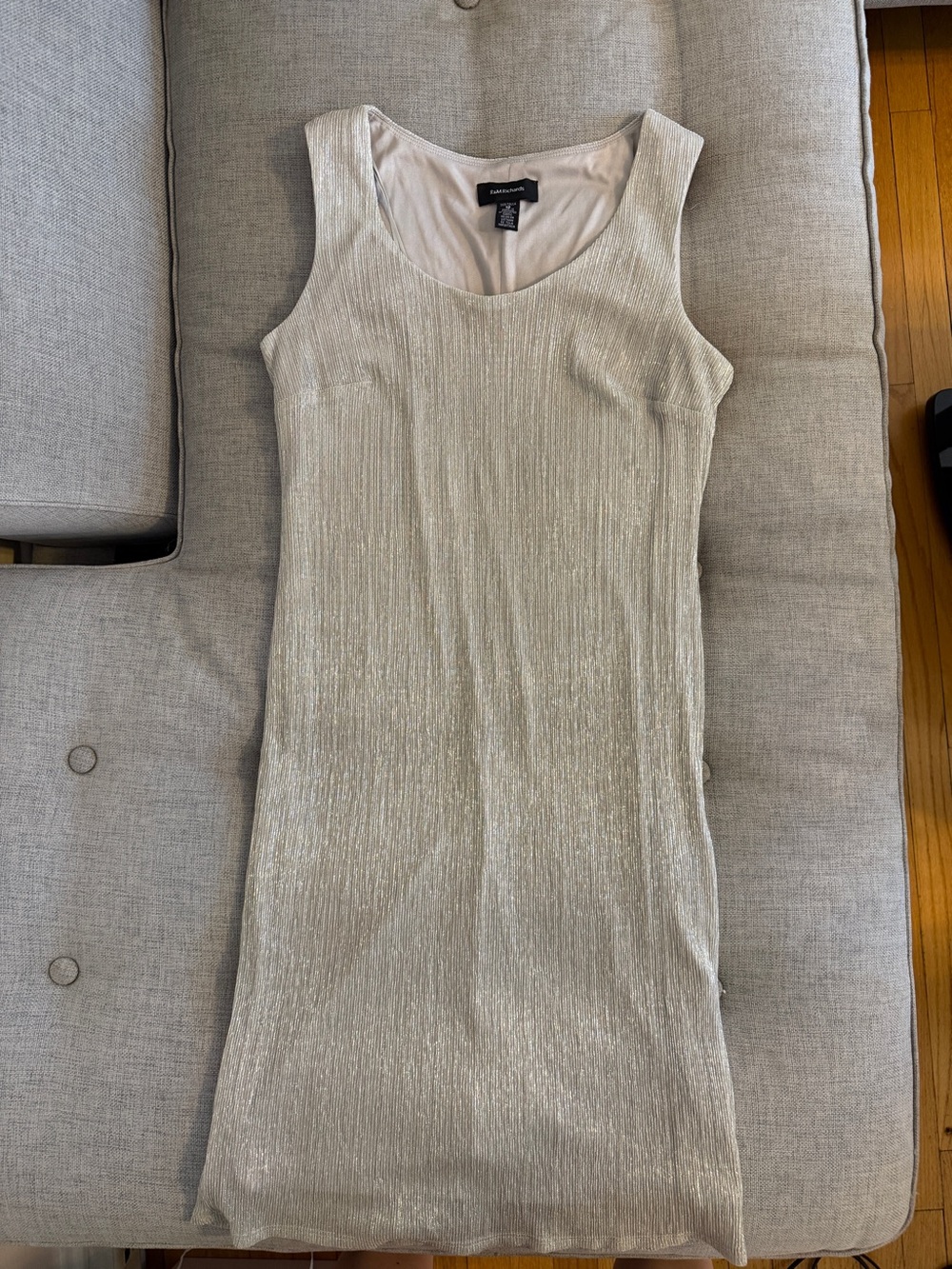 R&M Richards Silver-White Shimmer Tank party Dress Top y2k